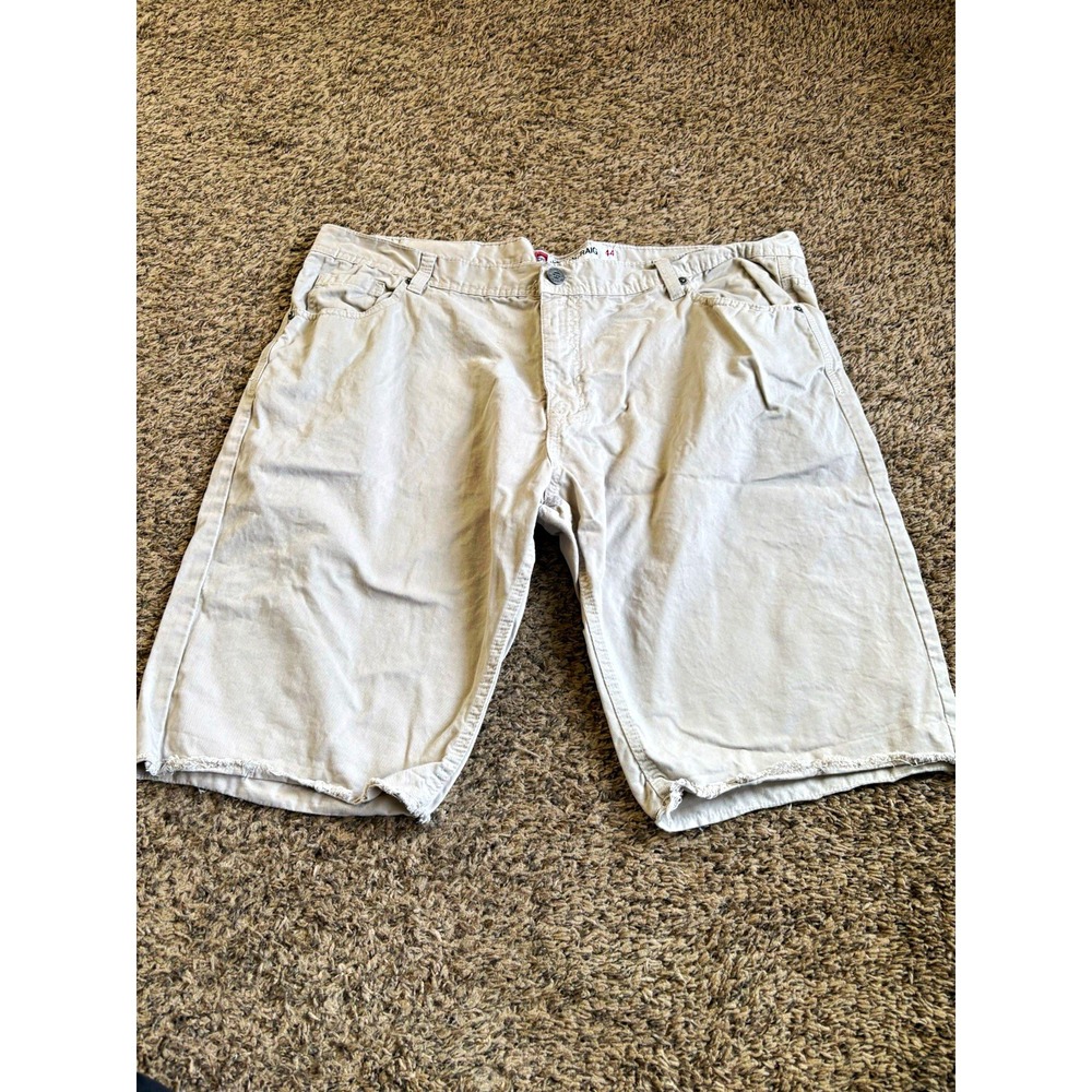Jordan Craig Men's Beige Solid Chino Denim Shorts Flat Front Pockets